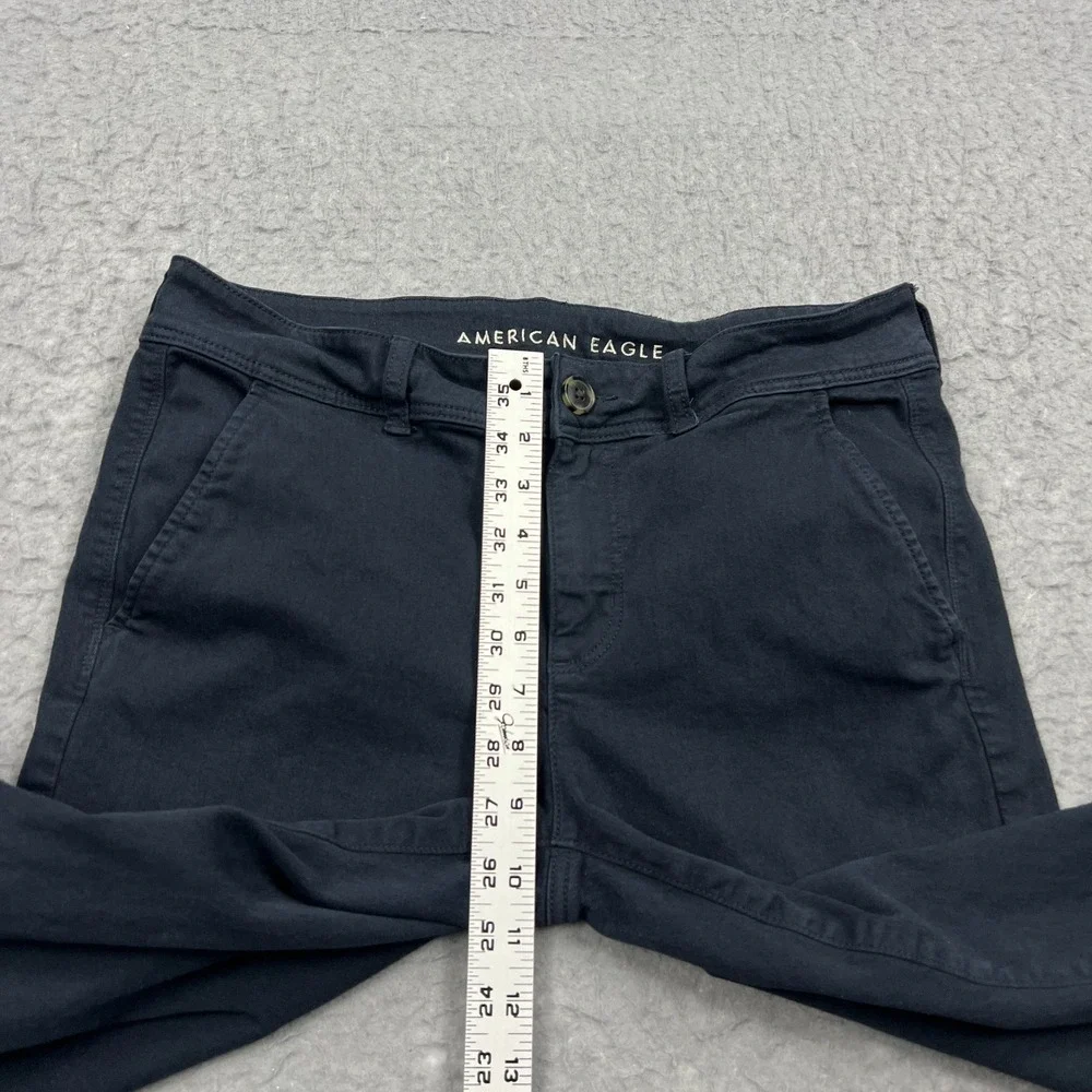 American Eagle Kick Boot Pants Women's 12 X-Short Dark Blue Cotton Twill Stretch